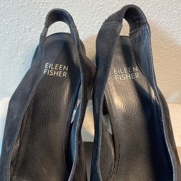 Eileen Fisher Suede Chic Minimal Sling Back Stacked Heel Round Toe Size 8.5 - Picture 7 of 14